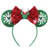 Hair Accessories 10Pcs/Lot Wholesale Christmas Mouse Ears Headband Women Peppermint Candy Hairband Girls Festival Bow Party DIY Hair Accessories 231120