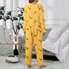 Women's Sleepwear Women Casual Pajamas Sets Coral Fleece Long Sleeve Tops And Pants Radish Printing Two Piece Set Short