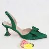 Dress Shoes Fashionable Design Nigerian Design Italian Women Shoes and Bag Set in Green Color Decorate with Rhinestone for Party 231121