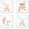 Party Supplies Custom Baby Shower Stickers Born Boy Girl Birthday Baptism Label Personalized Name Date Cute Bear Decor