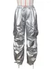 Kvinnors byxor 2023 Sommarkläder Högkvalitativa Fashion Wide Leg Paraply Thin Section Loose Silver Black Overalls