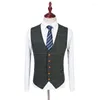 Costumes pour hommes 2023 laine vert Tweed sur mesure Tuxedos de marié revers cranté hommes Blazer rétro costumes de mariage (veste pantalon gilet)