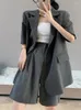 Женские брюки из двух предметов, летний элегантный женский пиджак с шортами, модная корейская повседневная куртка, короткая 2 комплекта женской одежды, наряды