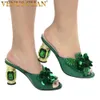 Kleid Schuhe Neueste Grüne Farbe Afrikanische Pumps Schuh Sommer High Heels Italien Frauen Hochzeit Schuhe Strass Elegante Frauen Sommer Slipper Schuhe 231121