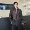 Männer Casual Hemden Mode Männer Hemd Handgemachte Woll Mesh Revers Langarm Streetwear Lose Camisas Chic Koreanische Stil Kleidung