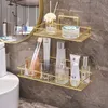 Badezimmerregale Badezimmerregal Gold Dusche Shampoo Seife Kosmetikregal Aufbewahrung Organizer Rack Halter Edelstahl Badezimmer Hardware 230421