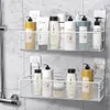 Bathroom Shelves Black Bathroom Shelf No Drill Metal Shower Shampoo Holder Multifunction Storage Rack Bathroom Accessories 230421