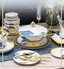 High-end cadeau-geven servies op maat gemaakt keramisch servies Jingdezhen high-end bone china glazuur kleur gerechten set landschap luxe maaltijd