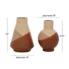 Vases 11"H Orange Ceramic Vase With Terracotta Accents Set Of 2