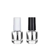 5ml Round Shape Refillable Empty Clear Glass Nail Polish Bottle For Nail Art With Brush Black Cap Fdlnd