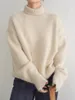 Kobiety swetry wełny merynosowe Sweatek Zima Zimowa gęstość długiego rękawu Pullower pullover skoczek skoczek luźne duże dzianinowe ubrania