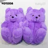 Slippers Pluche Teddybeer Slippers Vrouwen Thuis Katoen Slippers Leuke Cartoon Teddybeer Slides Warme Zachte Platte Schoenen Dames Huis Slippers T231121