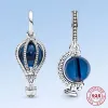 925 zilveren kralen Charms Fit Pandora Charm Summer Collection Plum Blue Globe Charm