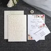 Gratulationskort 10st europeiska laserskurna bröllopinbjudningar kort 3D tri-fold spetshjärta eleganta gratulationskort bröllop fest gynnar dekoration 231102