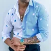 Camicie casual da uomo Polo hawaiana Manica lunga Risvolto a righe Business Primavera Autunno Oversize Stampato 3D Street Wear Retro