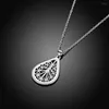 Chains Charms 925 Sterling Silver Necklace Pretty Drop Shape Pattern For Women Fashion Party Wedding Accessories Jewelry Gifts