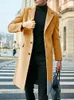 Mens Wool Blends Aelegantmis Winter Woolen Coat Single Breasted Slim Fit Long Overcoat Solid Lapel Collar Autumn Streetwear Jackets 231120