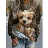 Kadın Hoodies sevimli kedi yavrusu yuvarlak boyun 3d sonbahar köpek gündelik kapüşonlu büyük boy sweatershirt harajuku giyim bluzu gevşek üst