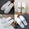 Bath Accessory Set 10 Pairs SPA El Guest Slippers Close Toe Disposable Type 28x11cm Polar Fleece For Travel/business Trips White Shoes