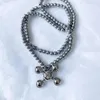 Ожерелья с подвесками в стиле хип-хоп из нержавеющей стали, круглая цепочка из бисера, четырехугольное шариковое ожерелье, модное мужское и женское нишевое дизайнерское ожерелье, подарок 231121