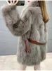 Kvinnors päls faux päls förtjockas varm faux räv päls överrockar bälte vinterkoreansk modejacka Lossa casual furry casaco lapel kvinnor plysch chaquetas 231121