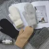 Gants à cinq doigts hiver garder au chaud plus cachemire élasticité solide doux doigts complets mitaines gants pour femmes fourrure de lapin tricoté gants mignons 231120