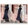 Casual Kleider Frauen Fischschwanz Herbst Winter Lose Mit Kapuze Über Knie Langes Kleid Japan Koreanische Einfache High Street