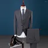 Trajes de hombre 2023 otoño Color sólido tamaño grande fila única una hebilla traje de negocios tres piezas moda novio coreano