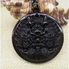 Hänge halsband naturliga obsidian drakhuvud smycken fin rund varumärke överföring säkerhet kristall halsband