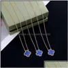 Hänge halsband klassiska klöverhalsband modedesigner kvinnor hög kvalitet 18k guld koreanska smycken gåva droppe leverans hänge dhu93