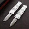 Kampanj avancerad silver Mt UT Auto Tactical Knife D2 Stone Wash Blade CNC 6061-T6 Handtag EDC Gift Knives med nylonpåse