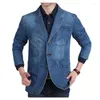 Men's Suits Brand Fashion Mens Blazer Trend Jean Suit Casual Jacket Men Slim Fit Denim Spring Coat