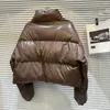 Kvinnors trenchockar PREPOMP 2023 Winter Collection dragkedja Turtleneck Pu Faux Leather Warm Jacket Women Cotton Coat GM245