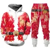 Men S TRACKSUITS Män kvinnor roliga Santa 3D tryckta hoodie -byxor kostym Tracksuit Set Fashion Par Outfits Christmas Party Sport Suits 231120