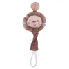 Pacifier Holders Clips# Babyproducten Beech Clip Lion Animal Cotton Linen Ribbon Rope Unieke elegante ontwerpketen 230421