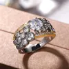 Обручальные кольца Изысканная мода, инкрустированная белыми кристаллами CZ, свадебное кольцо, роскошные украшения для коктейльной вечеринки