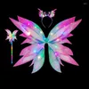 Party Decoration Kids Girls Halloween Costume Light-Up Tulle kjol Butterfly Wings Fairy Stick Pinnband Favor For Cosplay