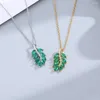 Ciondoli che vendono collana con ciondolo in argento 925 a forma di foglia verde con catena per gioielli pregiati per donna