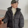 Manteau en duvet de Style coréen pour enfants, veste chaude et épaisse à la mode, marron, courte, en coton, à capuche, collection automne-hiver 2023