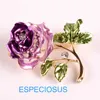 Pins Brooches Elegance Flower Pin Rhinestone Fashion Jewelry Purple Color Painted Rose Brooch Gold Color Giraffe Breast Metal Pin Lady Garment Z0421