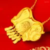 Hängsmycken 24k Pure Gold Color Solid Cute Pig Pendant Halsband för kvinnor Brud Lucky Yellow Chain Halsband Fina smycken gåvor