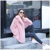 Casaco de pele feminina quente inverno 2023 em outerwears feminino lapela jaqueta de pelúcia senhoras rosa falso feminino fofo