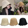 Berets Bucket Chapéu Respirável Knit Cap Curto Brim Verão Womens Bacia