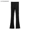Pantalon Femme Zatrhmbm Femmes 2023 Mode High Street Transparent Dentelle Droite Vintage Noir Taille Femme Pantalon Mujer