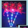 Décoration de fête Décoration de fête LED Faveur Light Up Glowing Rouge Rose Fleur Baguettes Bobo Ball Stick pour le mariage Saint Valentin Atmosph Dhhhm