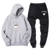 Testros masculinos EMC Energy Milk Coffee Cartoons Imprima Mens Capuz Casual 2 Peças Conjunto de Winter Hoody Pant solto de tamanho grande de tamanho grande