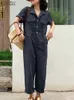 Damen Overalls Strampler Mode Sommer Overalls ZANZEA Kurzarm Strampler Damen Urlaub Playsuits Taschen Elegante Urlaubsoveralls Lose 230422