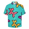 Men's Casual Shirts Balloon Animal Shirt Colorful Dogs Print Beach Loose Summer Aesthetic Blouses Short Sleeve Custom Oversized Clothes