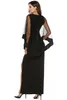 Black Jewel Ankle-length Spandex Mother of The Bride Dresses Sheath Split Evening Dress With Sequined Cloak