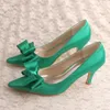 Scarpe eleganti Wedopus Matrimonio in raso verde oliva con fiocchi Décolleté da donna con tacco medio e punta a punta